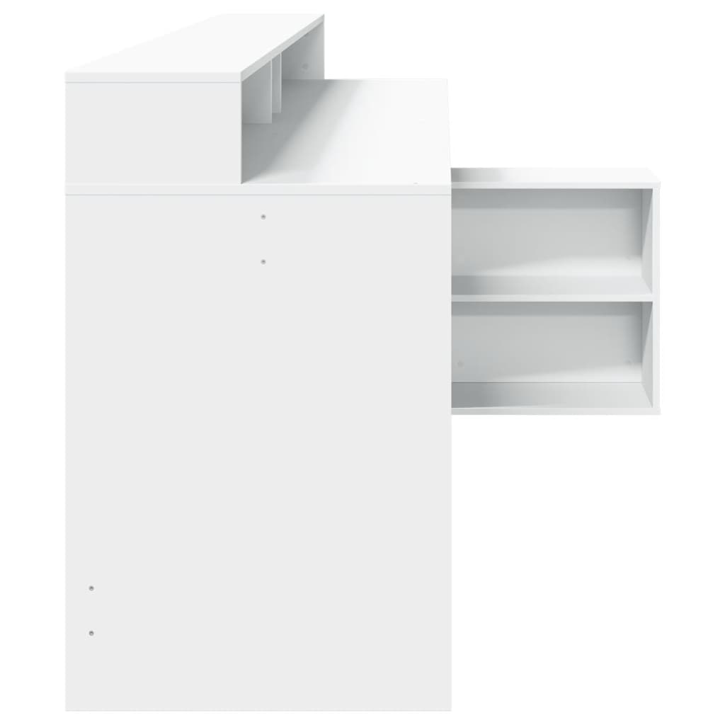 vidaXL Γραφείο με LED Λευκό 200x104x91 εκ. από Επεξεργασμένο Ξύλο