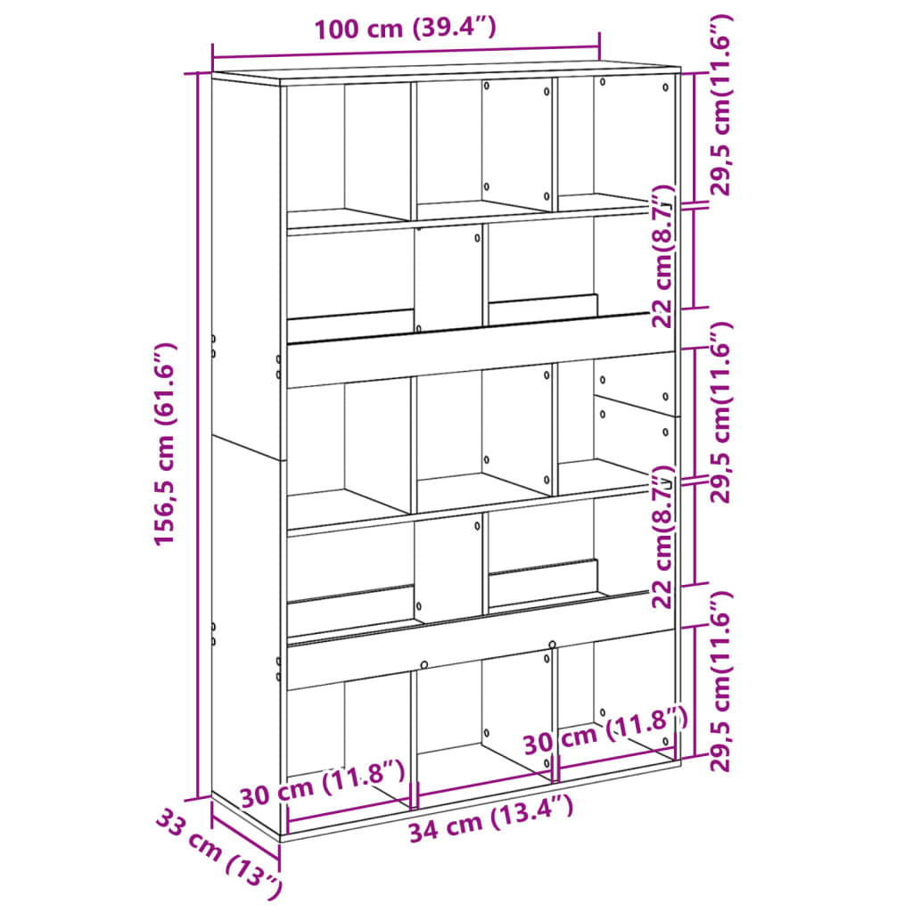vidaXL Βιβλιοθήκη/Διαχωριστικό Χώρου Δρυς 100x33x156,5 εκ. Επεξ. Ξύλο
