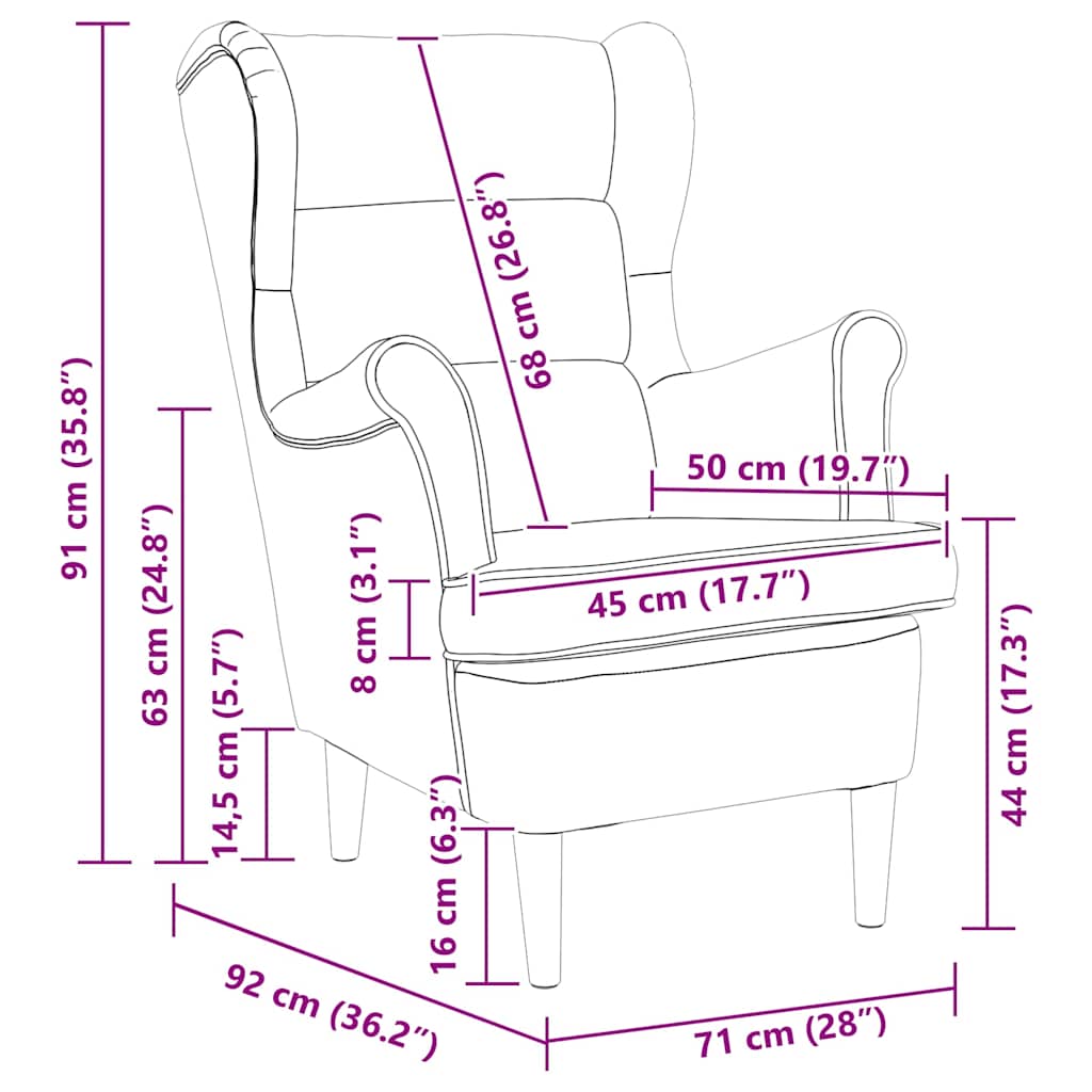 vidaXL πολυθρόνα Wine Red 74x84x100 cm Ύφασμα