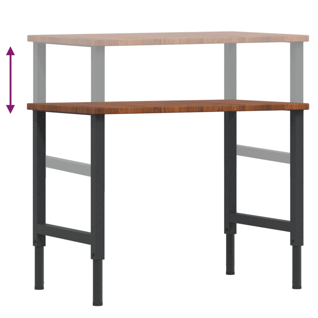 vidaXL Πάγκος Εργασίας Ορθογώνιος 100x60x(71,5-98) εκ Μασίφ Ξύλο Δρυός