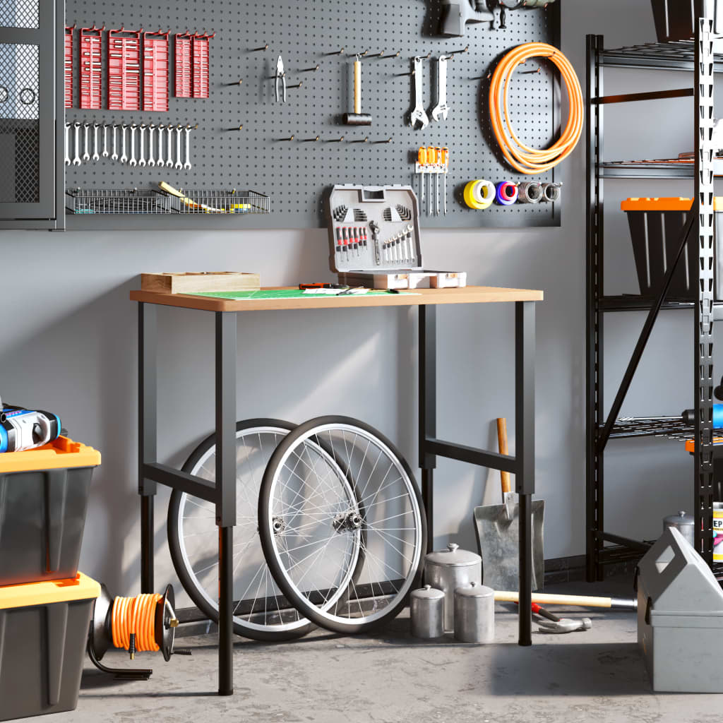 vidaXL Πάγκος Εργασίας Ορθογώνιος 100x60x(71,5-98) εκ Μασίφ Ξύλο Οξιάς