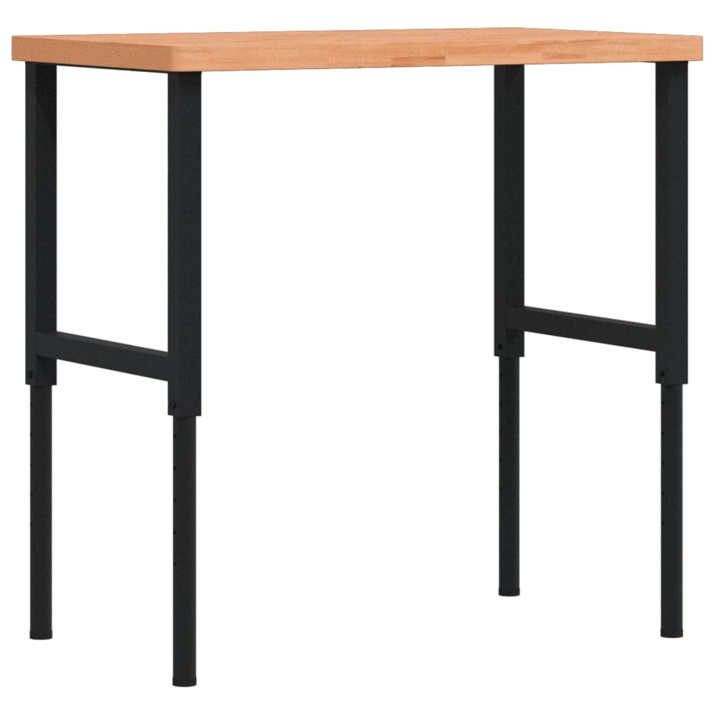 vidaXL Πάγκος Εργασίας Ορθογώνιος 100x60x(73-99,5) εκ Μασίφ Ξύλο Οξιάς