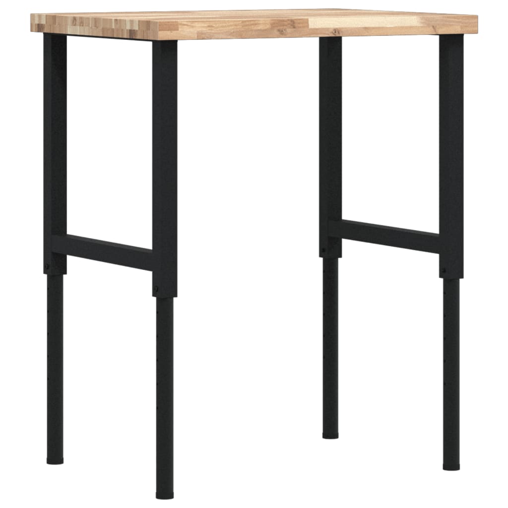 vidaXL Πάγκος Εργασίας Ορθογώνιος 80x60x(73-99,5)εκ Μασίφ Ξύλο Ακακίας