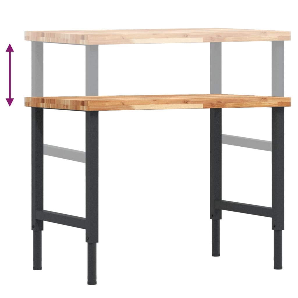 vidaXL Πάγκος Εργασίας Ορθογώνιος100x60x(73-99,5)εκ Μασίφ Ξύλο Ακακίας