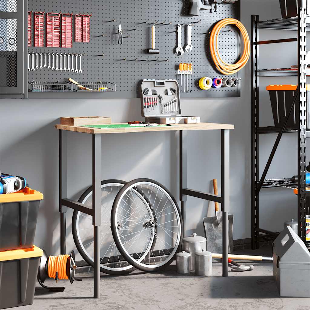 VidaXL Πάγκος Εργασίας 100x60x(71,5-98) cm Μασίφ Ξύλο Δρυς