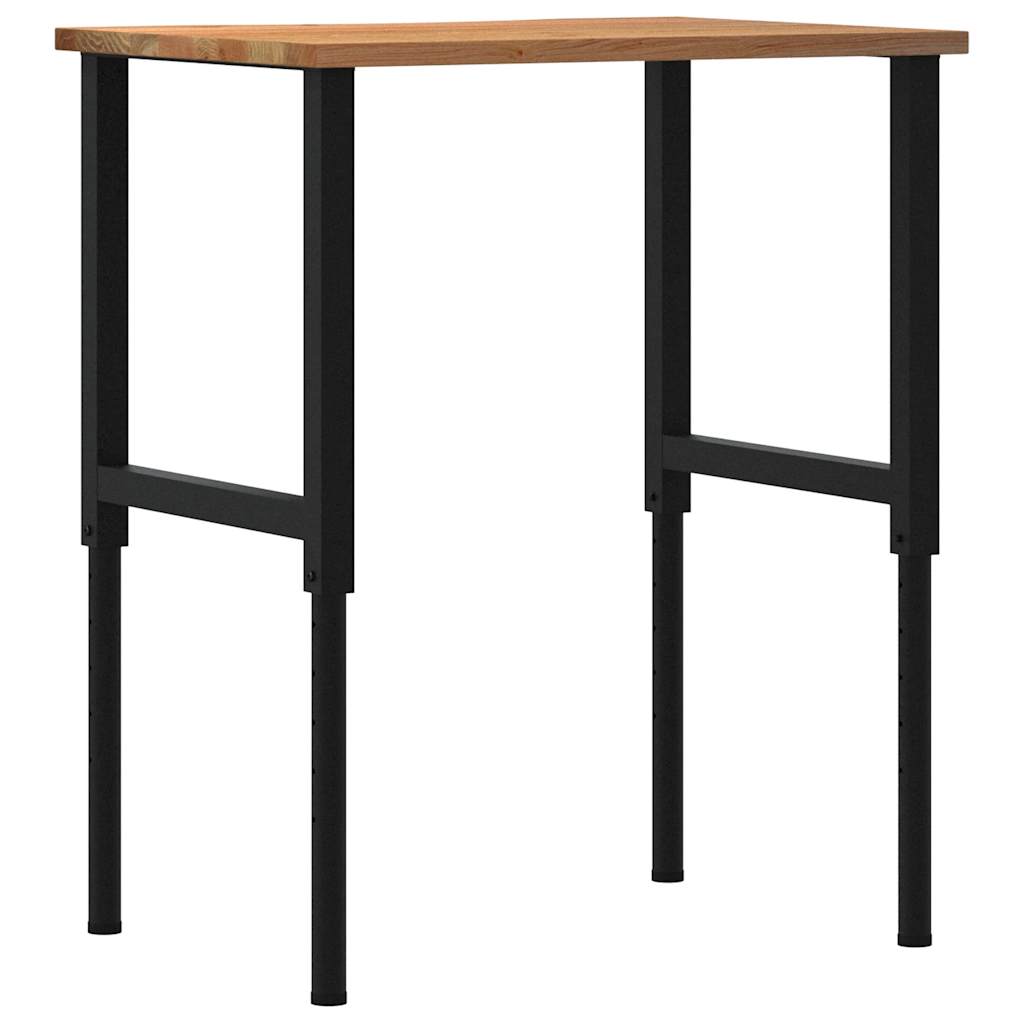 vidaXL Πάγκος Εργασίας Ανοιχτό Καφέ 80x60x(71,5-98) cm Μασίφ Ξύλο Δρυς