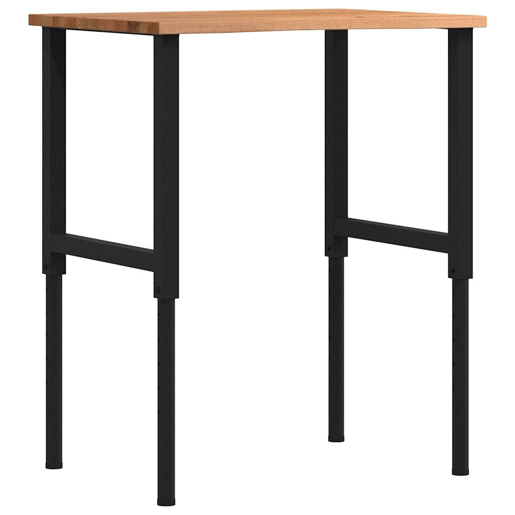 vidaXL Πάγκος Εργασίας Ανοιχτό Καφέ 80x60x(71,5-98) cm Μασίφ Ξύλο Δρυς