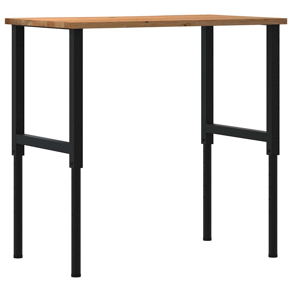 vidaXL πάγκος εργασίας ανοιχτό καφέ 100x60x(71,5-98)cm μασίφ ξύλο δρυς