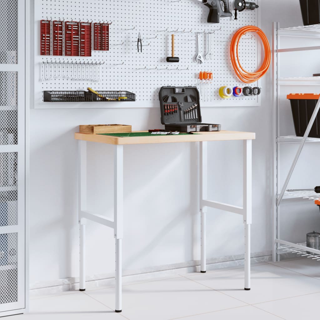 vidaXL Πάγκος Εργασίας Ορθογώνιος 100x60x(73-99,5) εκ Μασίφ Ξύλο Δρυός