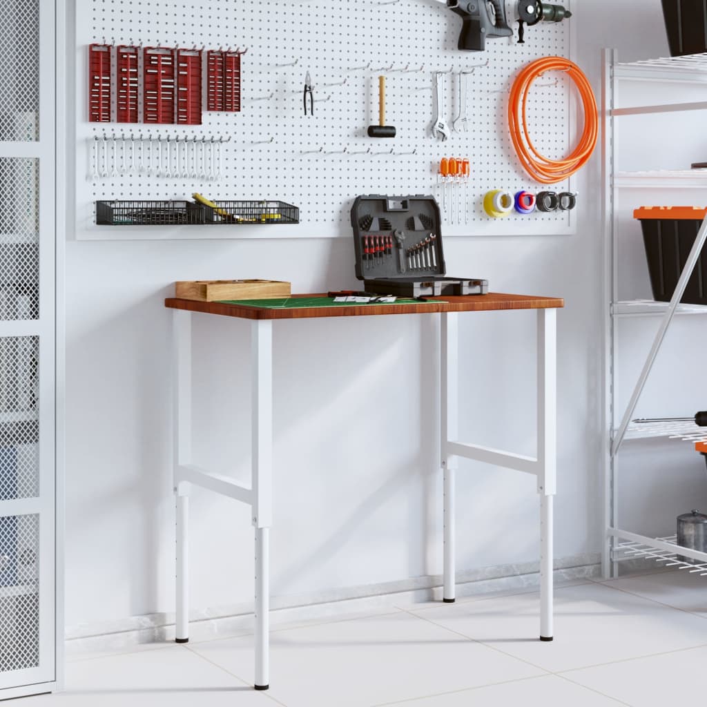 vidaXL Πάγκος Εργασίας Ορθογώνιος 100x60x(71,5-98) εκ Μασίφ Ξύλο Δρυός