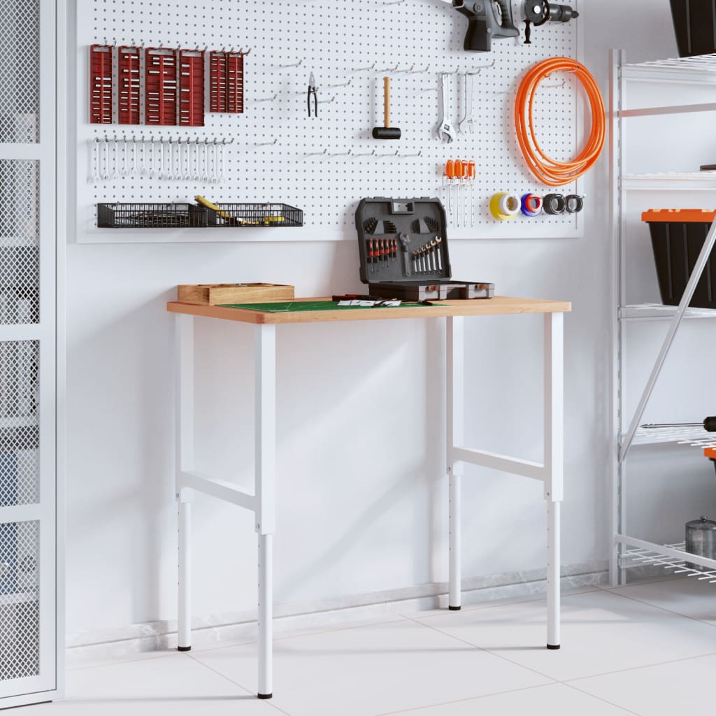 vidaXL Πάγκος Εργασίας Ορθογώνιος 100x60x(71,5-98) εκ Μασίφ Ξύλο Οξιάς