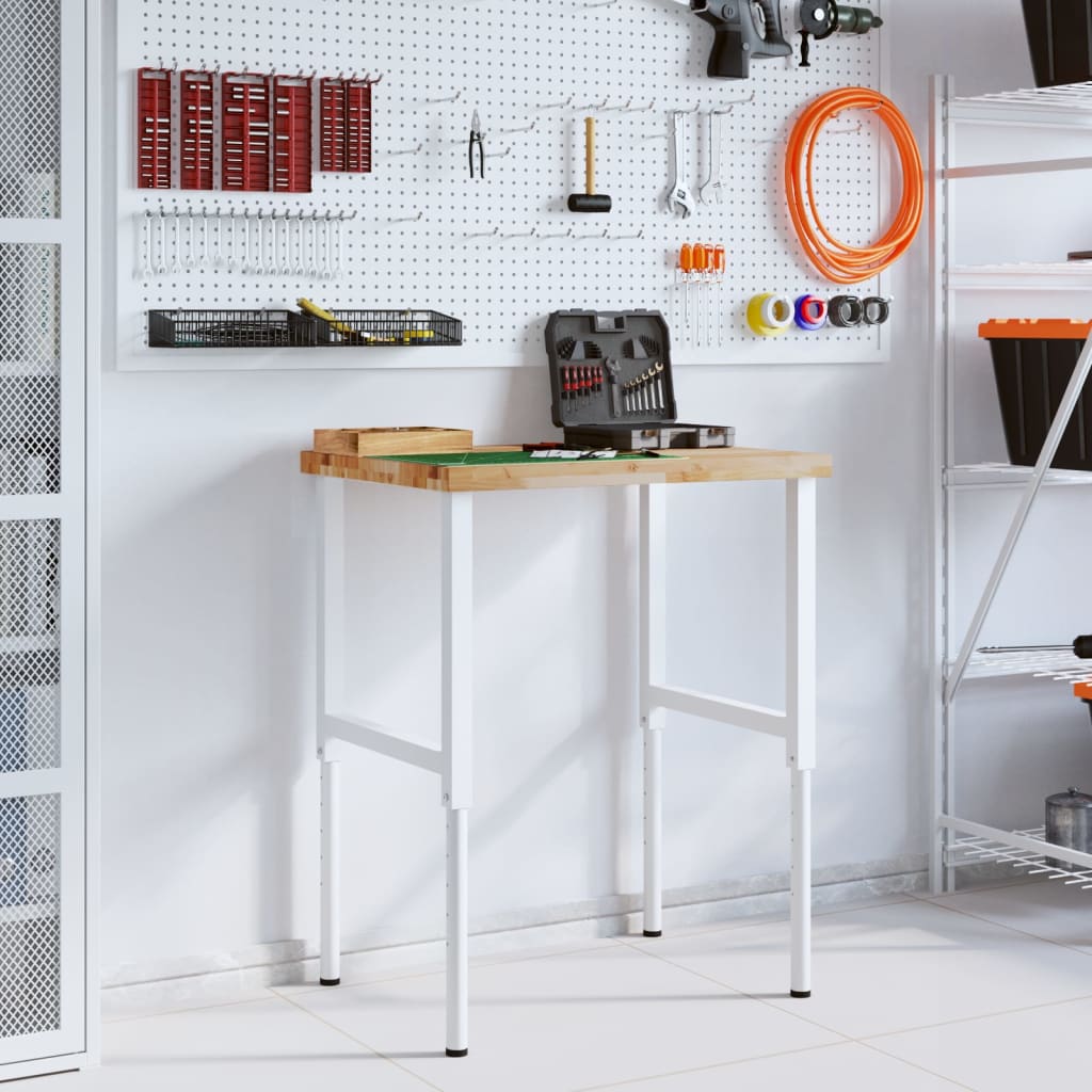 vidaXL Πάγκος Εργασίας Ορθογώνιος 80x60x(73-99,5)εκ Μασίφ Ξύλο Ακακίας