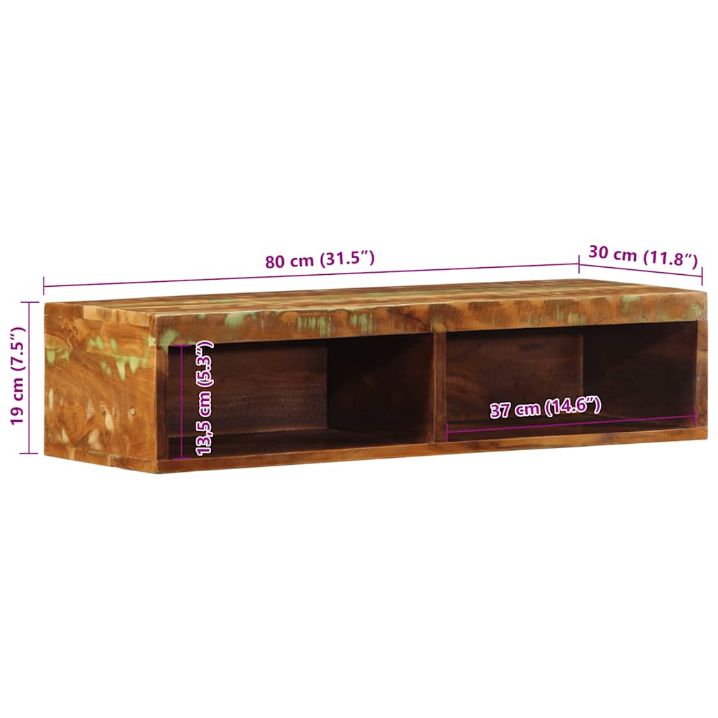 vidaXL Επίτοιχο ντουλάπι τηλεόρασης 80x30x19cm Ξύλο μασίφ αναγεννημένο