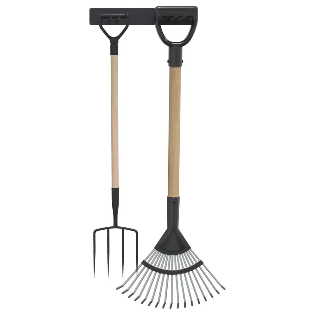 vidaXL Ράφια Αποθ. Εργαλείων Κήπου Επιτοίχια Μαύρα από Ατσάλι