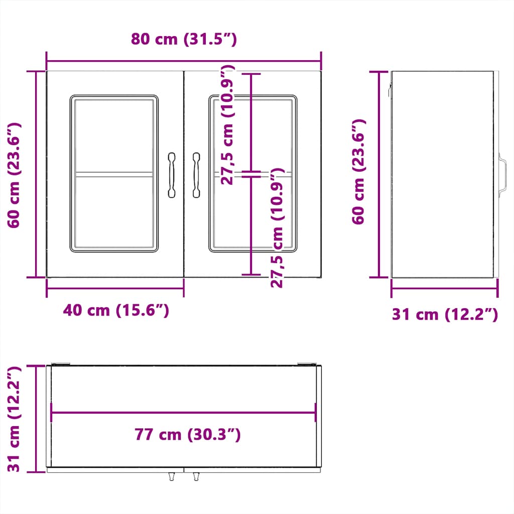 vidaXL Ντουλάπι τοίχου κουζίνας με γυάλινη πόρτα "Kalmar"