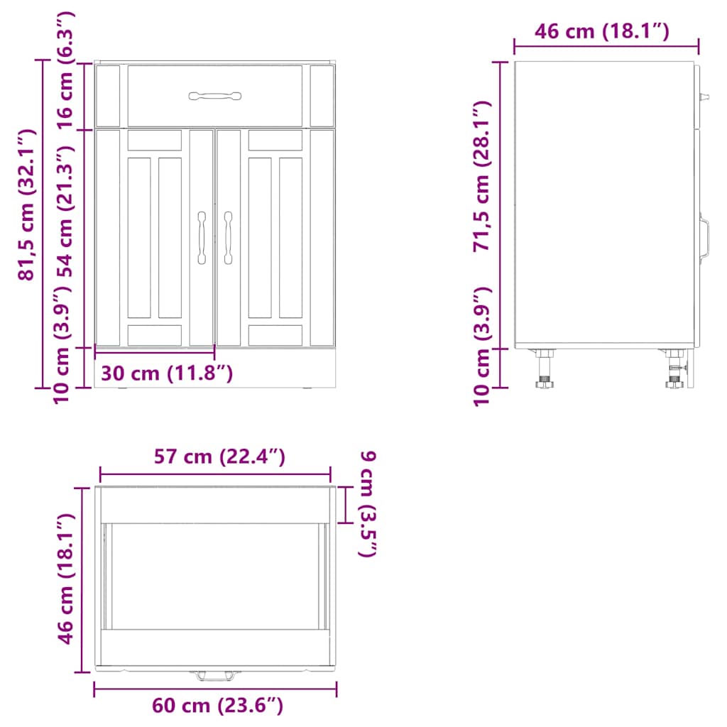 vidaXL ντουλάπι βάσης κουζίνας Lucca Μπετόν Γκρι κατασκευασμένο ξύλο