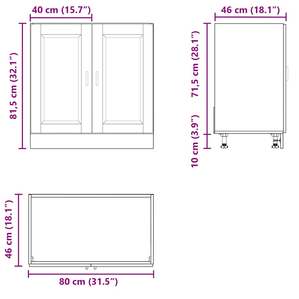 vidaXL Ντουλάπι βάσης νεροχύτη Porto Δρυς sonoma 80x46x81,5 cm