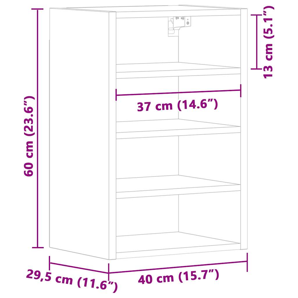 vidaXL Κρεμαστό Ντουλάπι "Riga" από Παλιό Ξύλο 40x29,5x60 εκ. από Τεχνητό Ξύλο