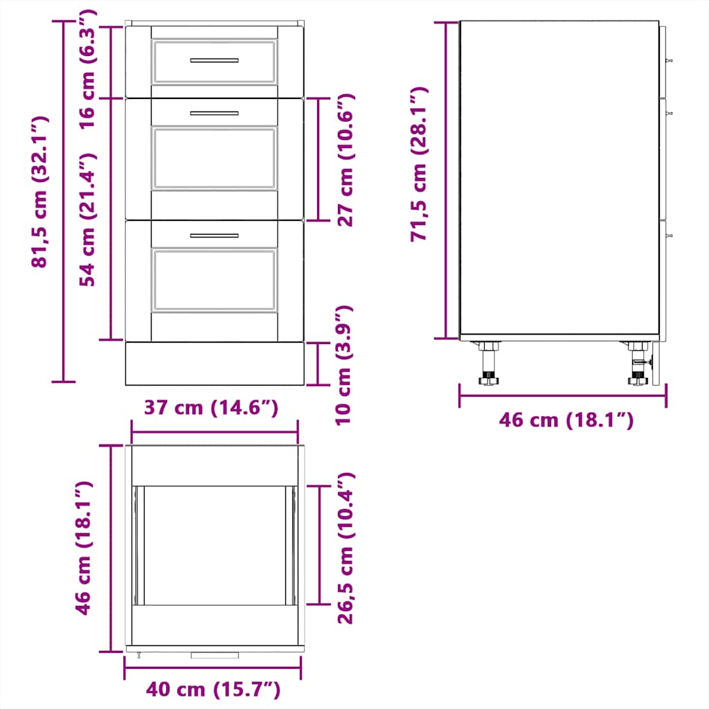 vidaXL ντουλάπι βάσης κουζίνας Porto Καπνιστή βελανιδιά