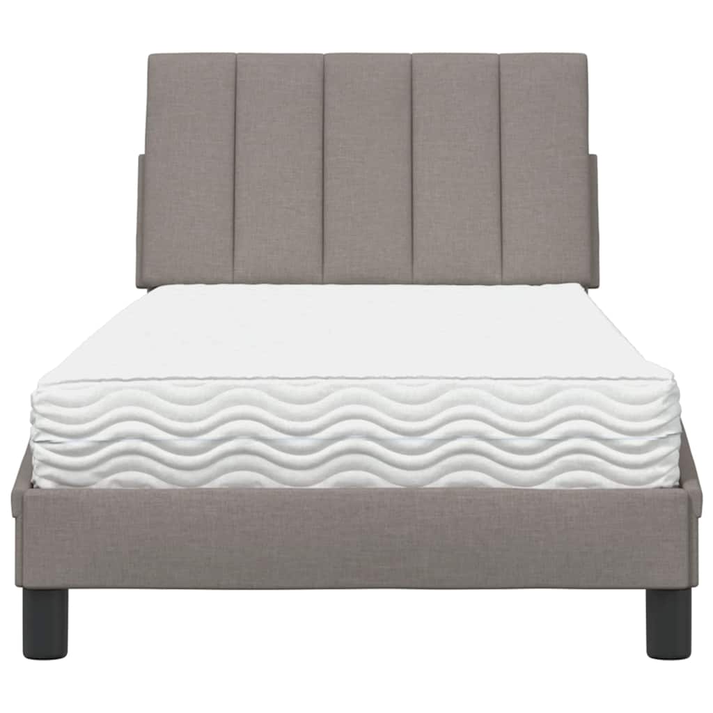vidaXL Κρεβάτι με Στρώμα Hanko Taupe 90x200 εκ. Υφασμάτινο