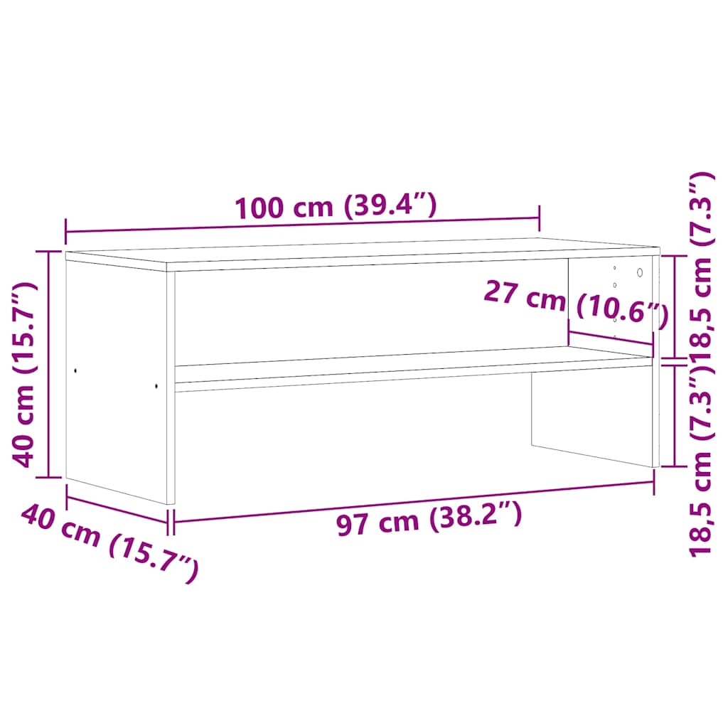 vidaXL Έπιπλο Τηλεόρασης Παλιό Ξύλο 100 x 40 x 40 εκ. από Μοριοσανίδα