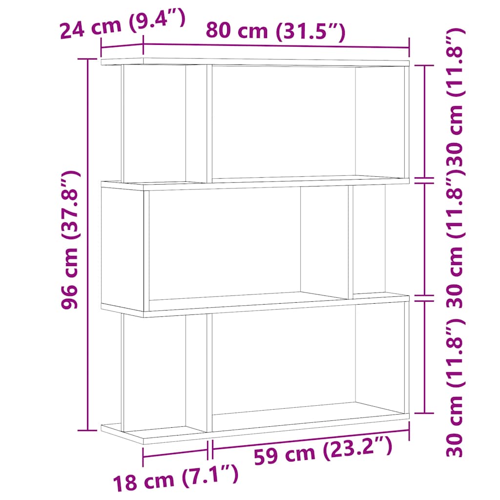 vidaXL Ντουλάπι βιβλίων Artisan Oak 80x24x96 cm Κατασκευασμένο ξύλο