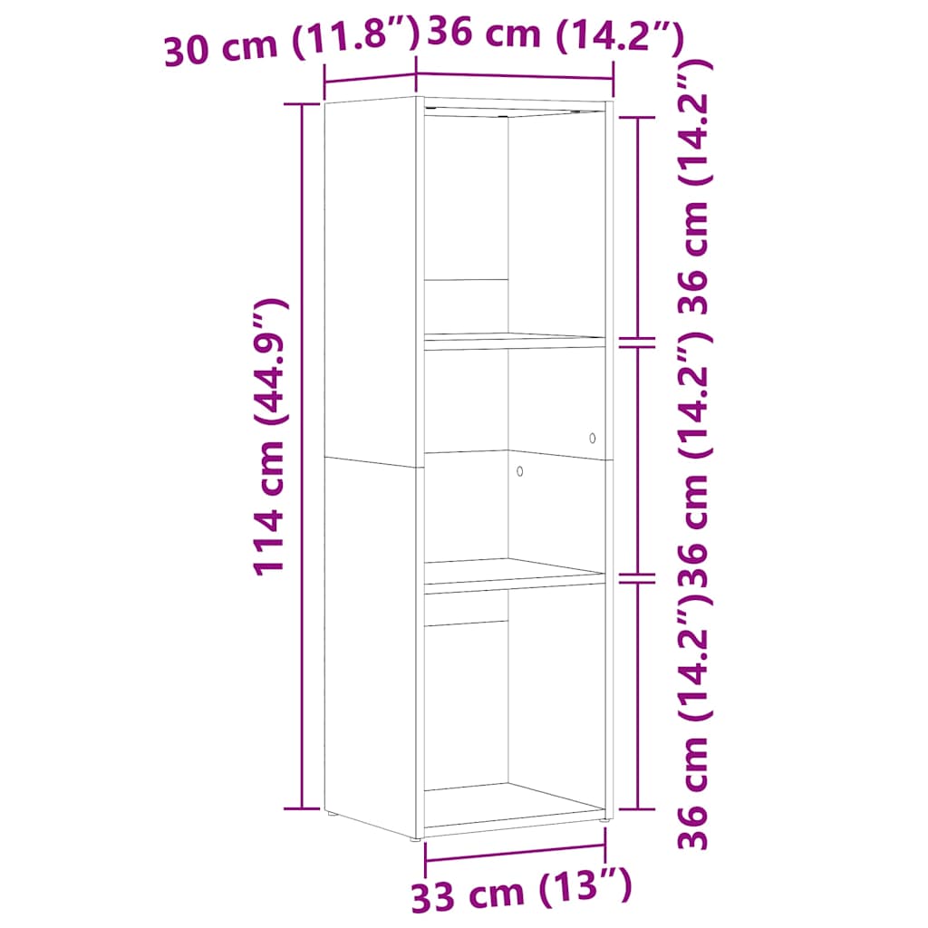 vidaXL Βιβλιοθήκη Artisan Δρυς 36x30x114 εκ. Επεξεργασμένο Ξύλο