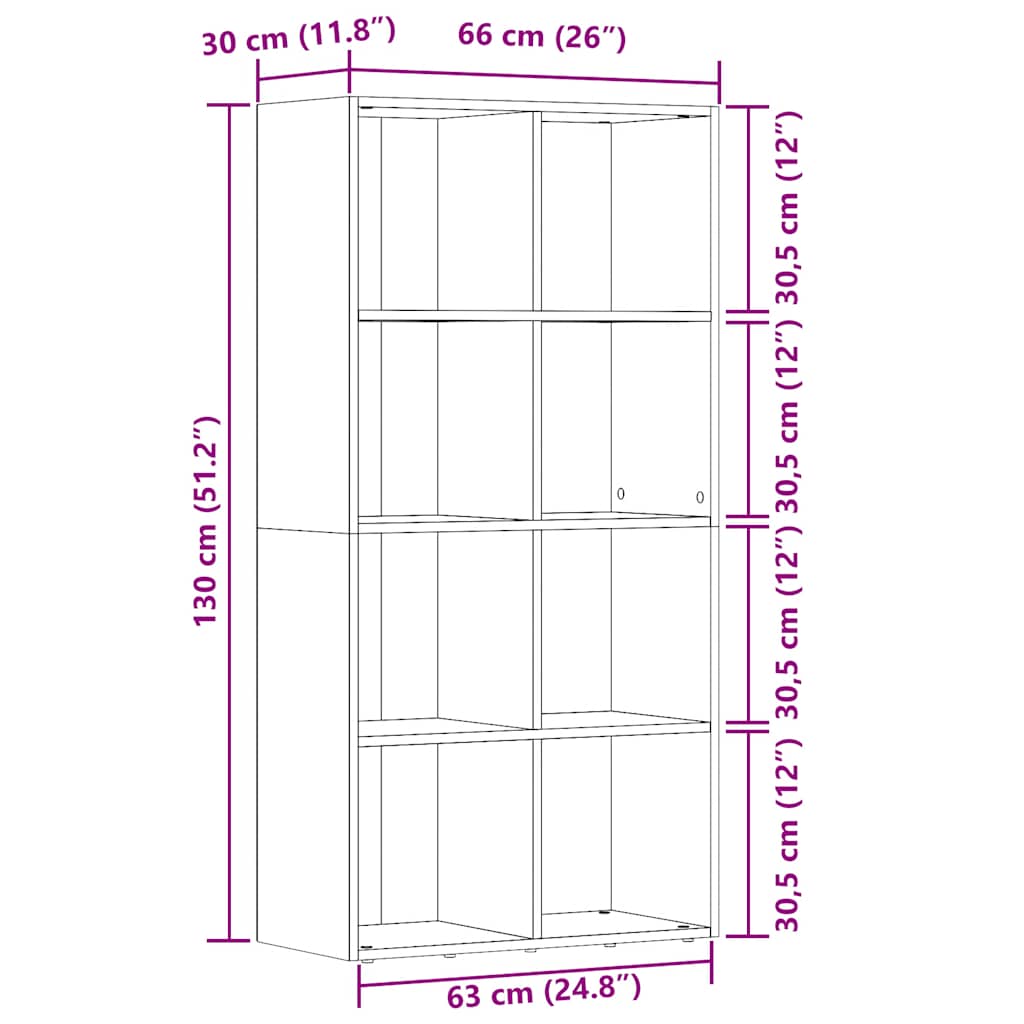 vidaXL Ντουλάπι βιβλίων Artisan Oak 66x30x130 cm Κατασκευασμένο ξύλο