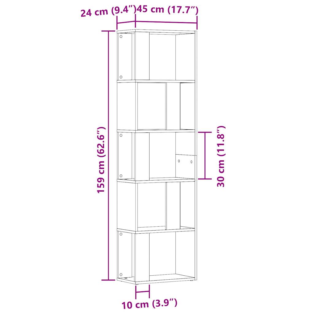vidaXL Βιβλιοθήκη Artisan Δρυς 45x24x159 εκ. Επεξεργασμένο Ξύλο