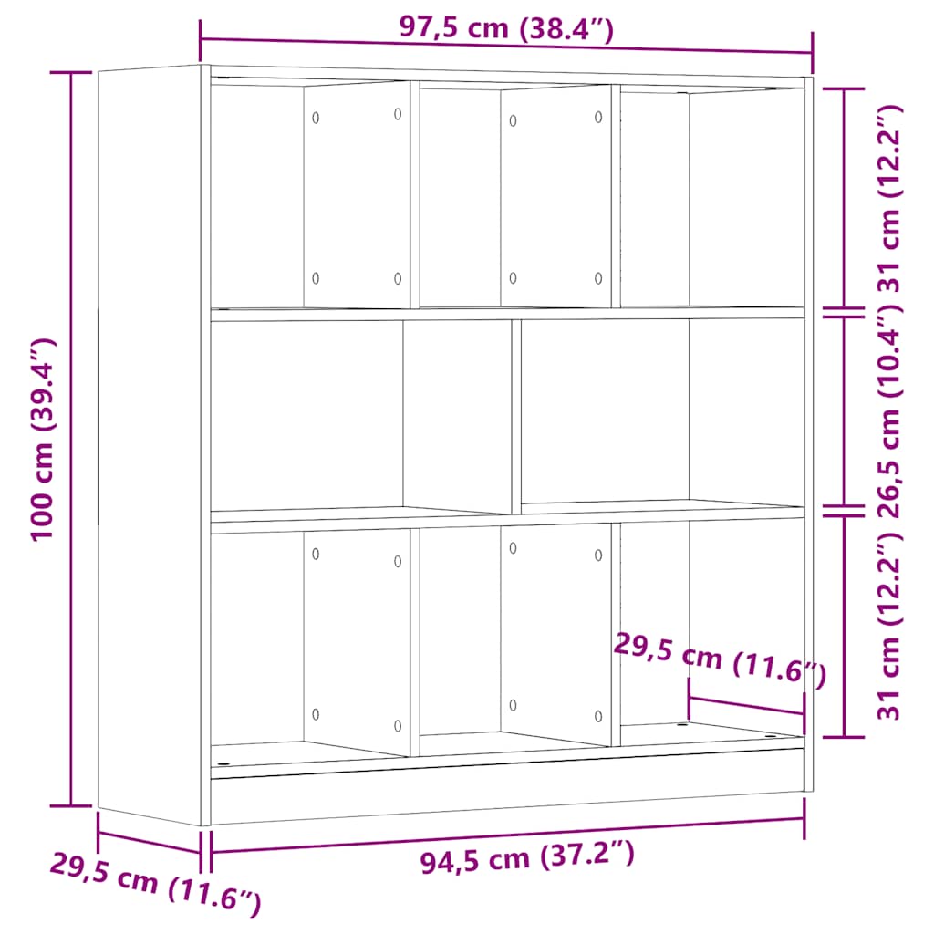 vidaXL Βιβλιοθήκη Παλιό Ξύλο 97,5 x 29,5 x 100 εκ. από Μοριοσανίδα