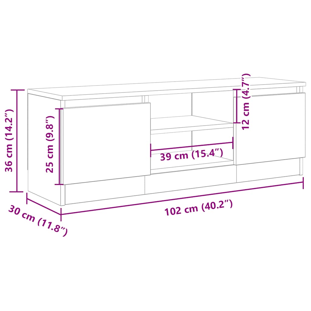 vidaXL Έπιπλο Τηλεόρασης Παλιό Ξύλο 102x30x36 εκ. από Μοριοσανίδα