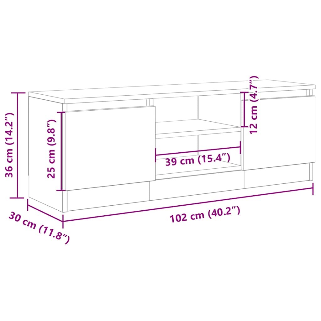 vidaXL Έπιπλο Τηλεόρασης Αρτισιανή Δρυς 102x30x36 εκ από Επεξεργ. Ξύλο