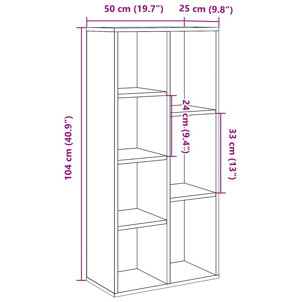 vidaXL Βιβλιοθήκη Όψη Παλαιού Ξύλου 50x25x104 εκ
