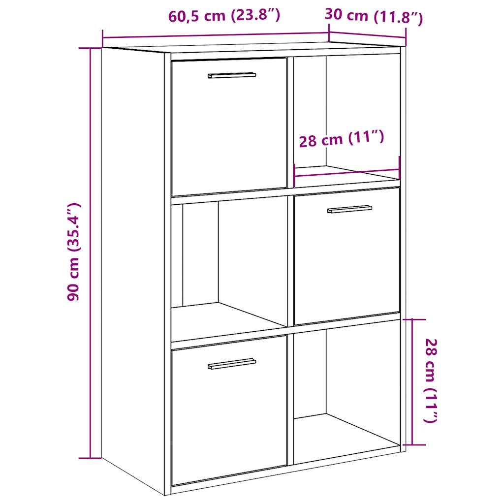 vidaXL Βιβλιοθήκη Παλαιό ξύλο 60,5x30x90 cm Ξύλινη κατασκευή