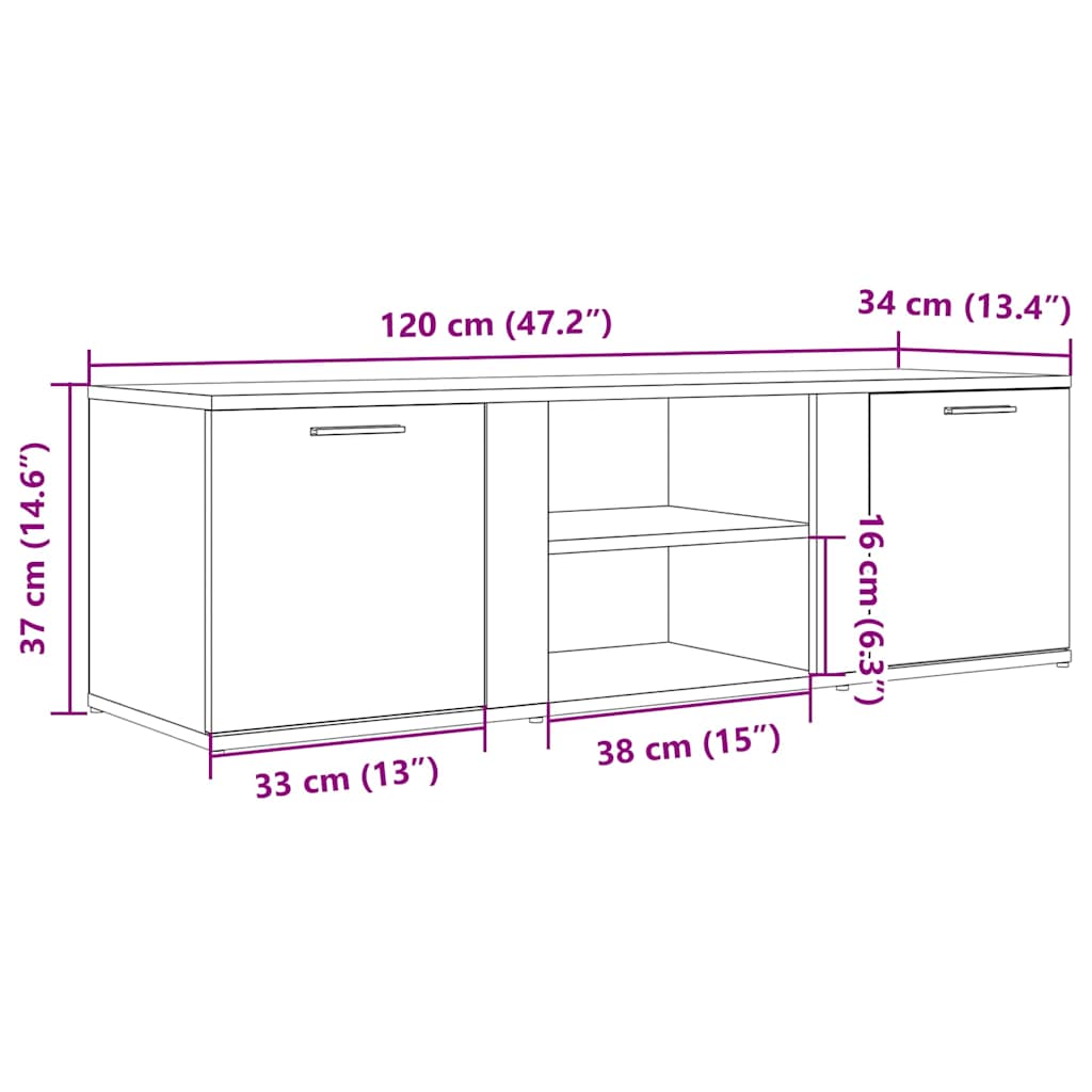 vidaXL Έπιπλο Τηλεόρασης Τεχνίτης Δρυς 120x34x37 εκ. Επεξ. Ξύλο