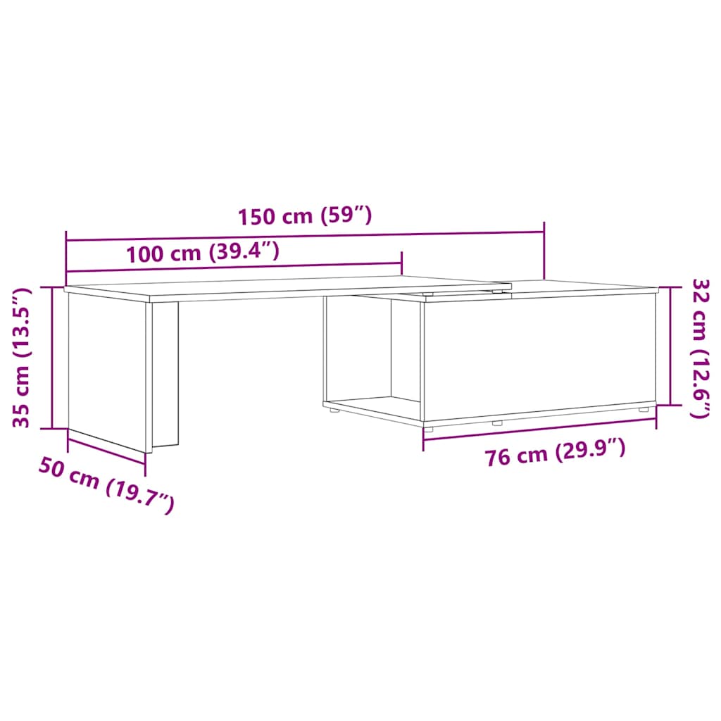 vidaXL Τραπεζάκι σαλονιού Artisan Oak 150x50x35 cm Κατασκευασμένο ξύλο