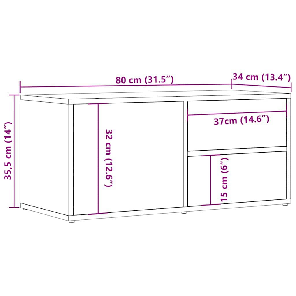 ντουλάπι τηλεόρασης vidaXL Παλιό ξύλο 80x34x35,5cm Κατασκευασμένο ξύλο