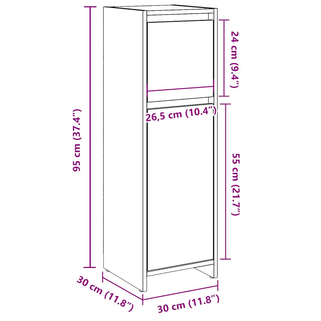 vidaXL Στήλη Μπάνιου Γκρι Σκυροδέματος 30x30x95 εκ. Επεξεργασμένο Ξύλο