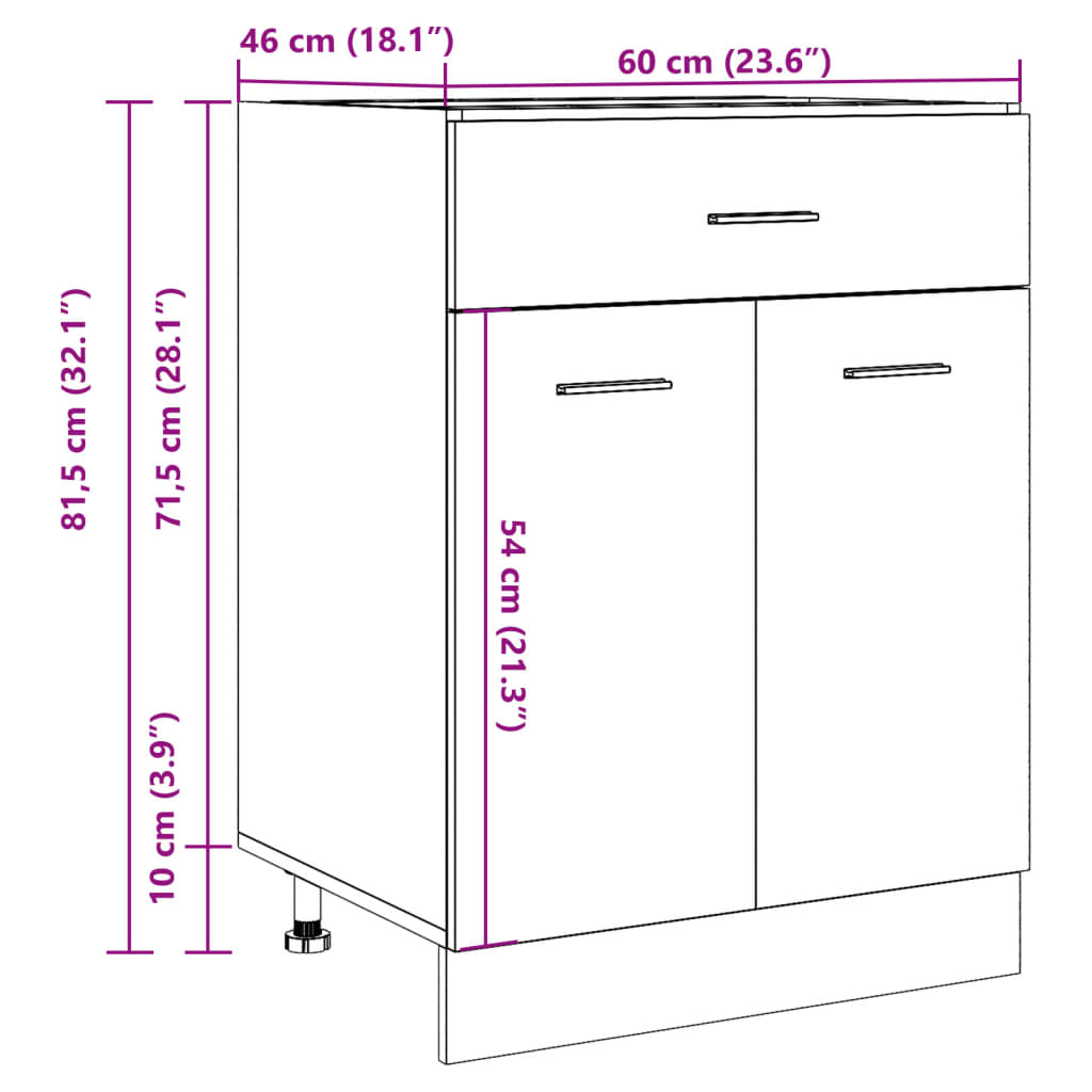vidaXL Ντουλάπι με Συρτάρια "Lyon" από Παλιό Ξύλο 60x46x81,5 εκ. από Τεχνητό Ξύλο