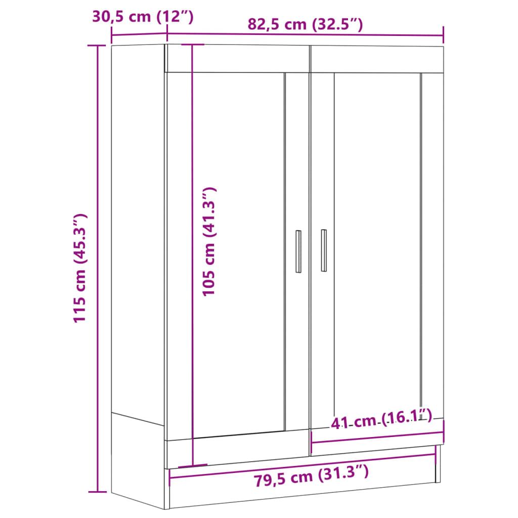 vidaXL Βιβλιοθήκη Artisan Δρυς 82,5x30,5x115 εκ. Επεξεργασμένο Ξύλο