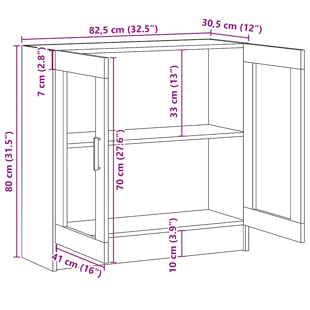 vidaXL Βιβλιοθήκη Παλιό Ξύλο 82,5 x 30,5 x 80 εκ. Μοριοσανίδα