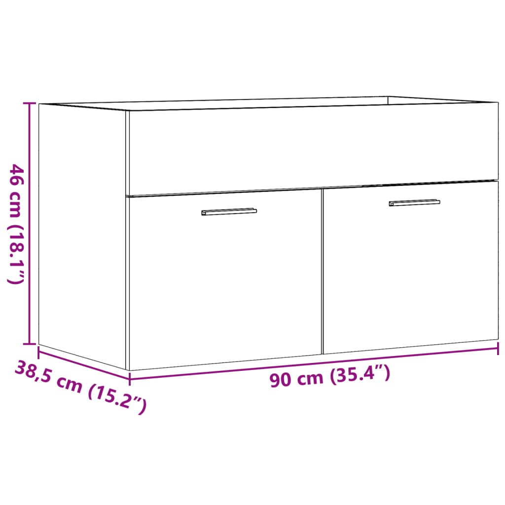vidaXL Ντουλάπι Νιπτήρα Μπάνιου Sonoma Δρυς 90x38,5x46 εκ. Επεξ. Ξύλο