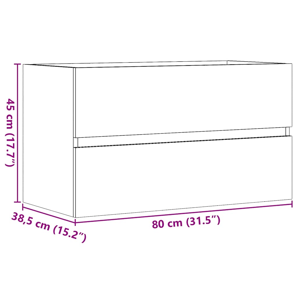 vidaXL Ντουλάπι Μπάνιου Κρεμαστό Παλ. Ξύλο 80x38,5x45 εκ. από Επ. Ξύλο
