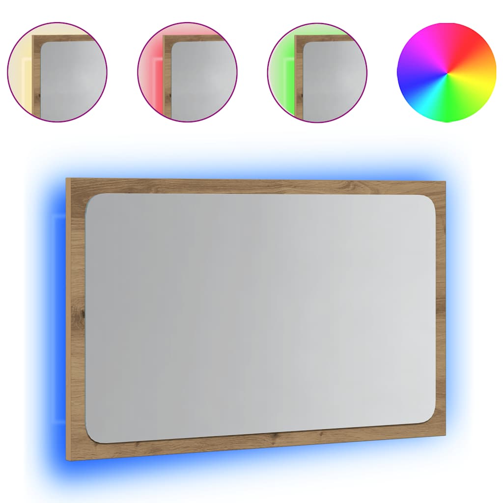 vidaXL Καθρέφτης Μπάνιου με LED Αρτισιανή Δρυς 60x8,5x38 εκ.
