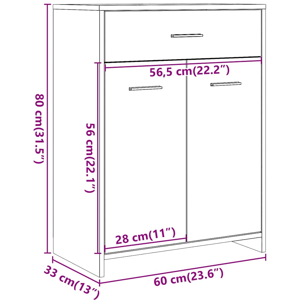 vidaXL Ντουλάπι Μπάνιου Γκρι του Σκυροδέματος 60x33x80 εκ. Επεξ. Ξύλο