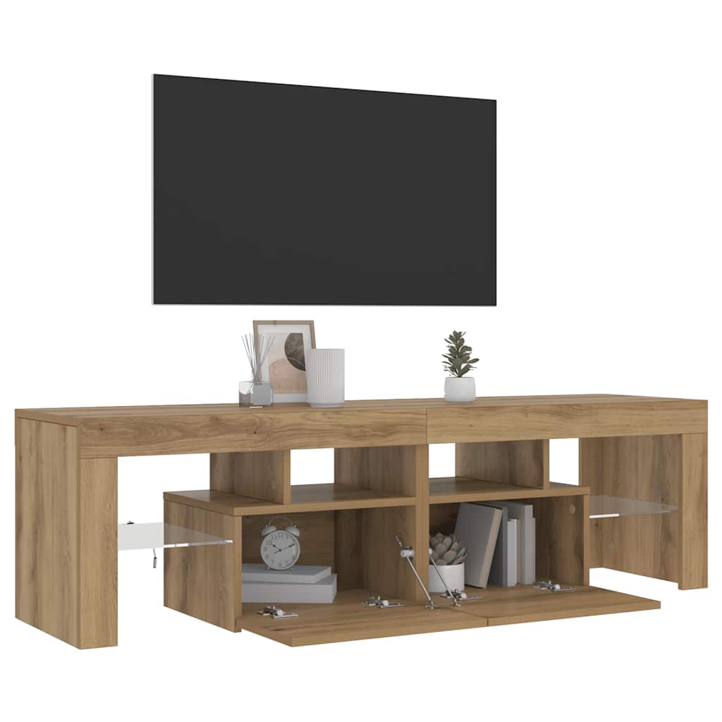 vidaXL Έπιπλο Τηλεόρασης με LED Αρτισιανή Δρυς 140x36,5x40εκ Επεξ.Ξύλο