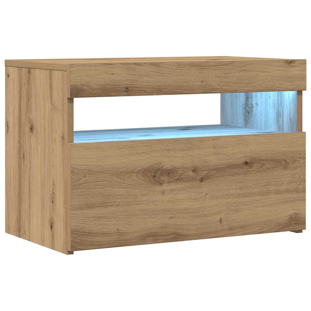 ντουλάπι τηλεόρασης vidaXL με φώτα LED Artisan Oak Κατασκευασμένο ξύλο