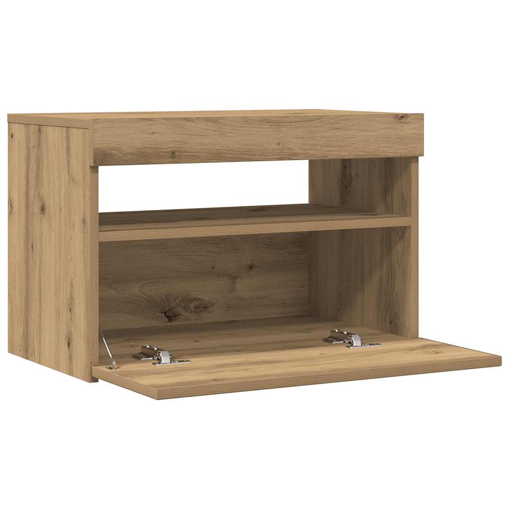 ντουλάπι τηλεόρασης vidaXL με φώτα LED Artisan Oak Κατασκευασμένο ξύλο