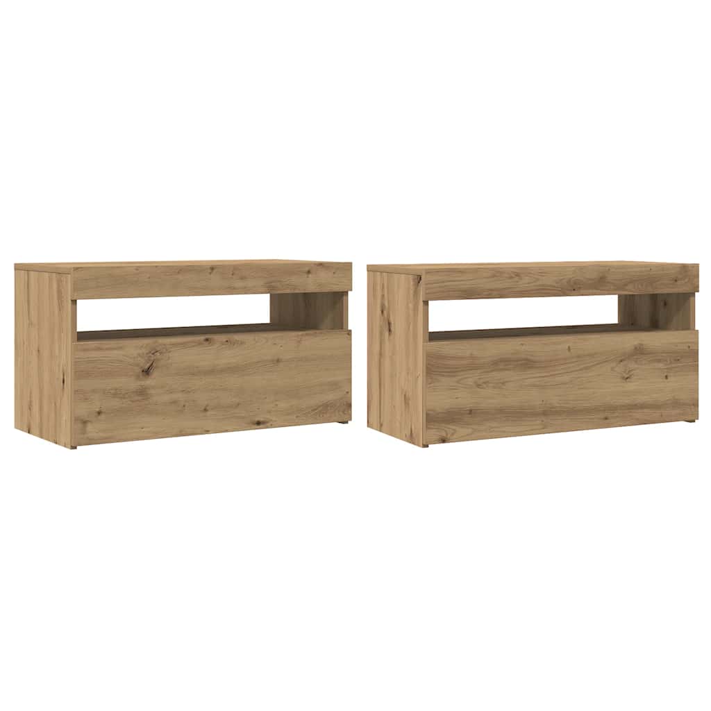 ντουλάπι τηλεόρασης vidaXL με φώτα LED Artisan Oak Κατασκευασμένο ξύλο