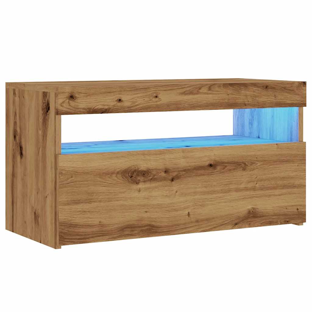 ντουλάπι τηλεόρασης vidaXL με φώτα LED Artisan Oak Κατασκευασμένο ξύλο